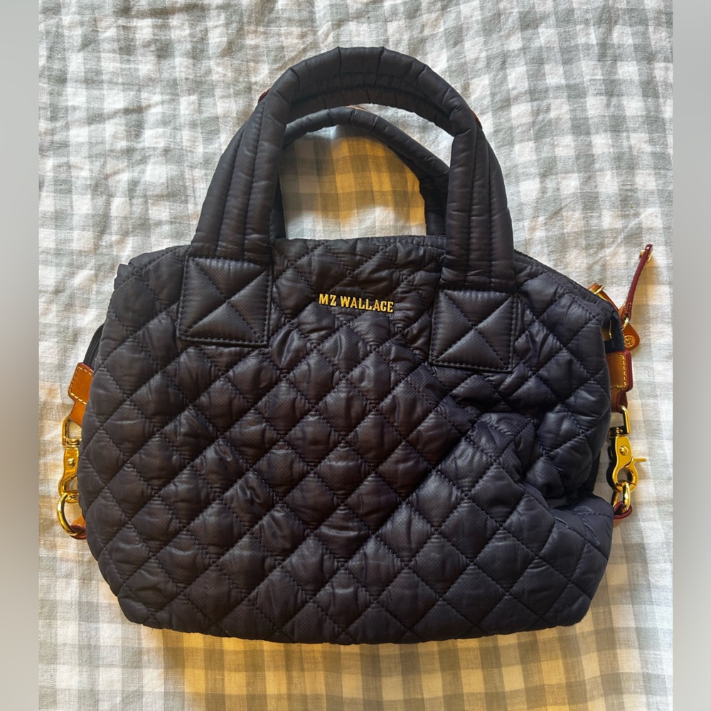 MZ Wallace Small Sutton - purple Quilted Nylon Crossbody Tote with Leather Trim - Picture 7 of 7